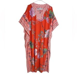 NWOT Joan Rivers Elegant Tangerine Floral Lounging Caftan